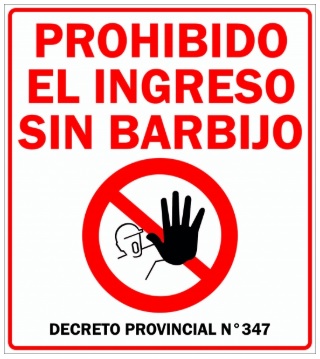 CARTEL 22x26cm PROHIBIDO INGRESAR SIN BARBIJO
