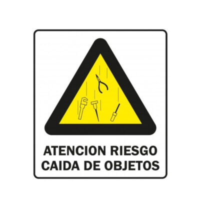 CARTEL ATENCION RIESGO DE CAIDA DE OBJETOS - 40X45cm