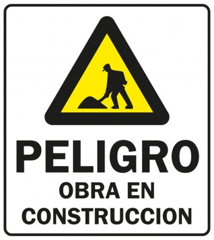 CARTEL PELIGRO OBRA ENCONSTRUCCION 40X45 CM